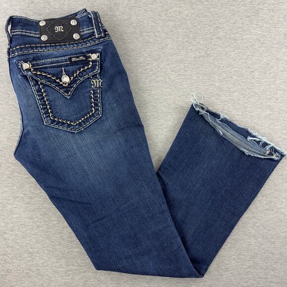 Miss Me Women’s Bootcut Jeans‎ Size 30 JS5014B89V Blue Embellished Flap Pockets - Picture 1 of 10